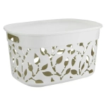 Коробка ФЛОРА 12л с крышкой белый ротанг 0,205*0,265*0,375 м (комплект 6 шт)