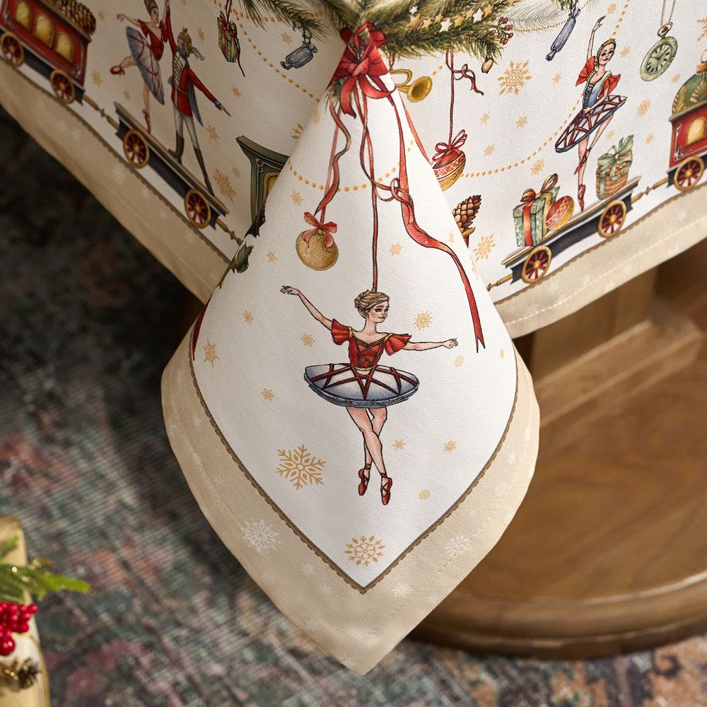 СКАТЕРТЬ "ЩЕЛКУНЧИК" 110Х140СМ ,БЕЖЕВЫЙ ,100% ХЛОПОК,ТВИЛ