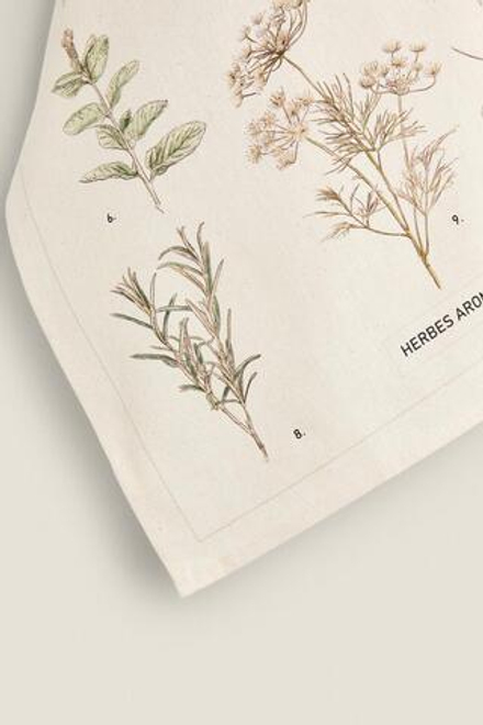 ZARA HOME НАБОР КУХОННЫХ ПОЛОТЕНЕЦ С РАСТИТЕЛЬНЫМ РИСУНКОМ (НАБОР ИЗ 2 ПРЕДМЕТОВ),  ЭКРЮ