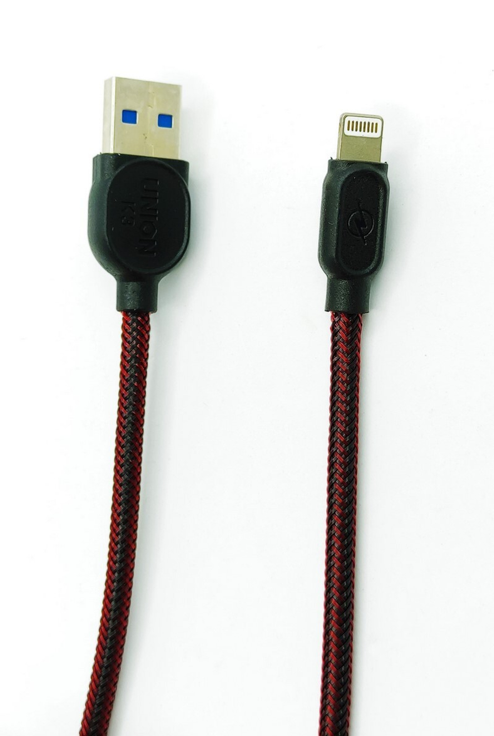 Кабель USB - Lightning Union K3 тканевая оплетка (красный) 1м без упаковки