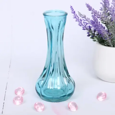 Ваза стеклянная «Муза» 4*16см бирюзовая
