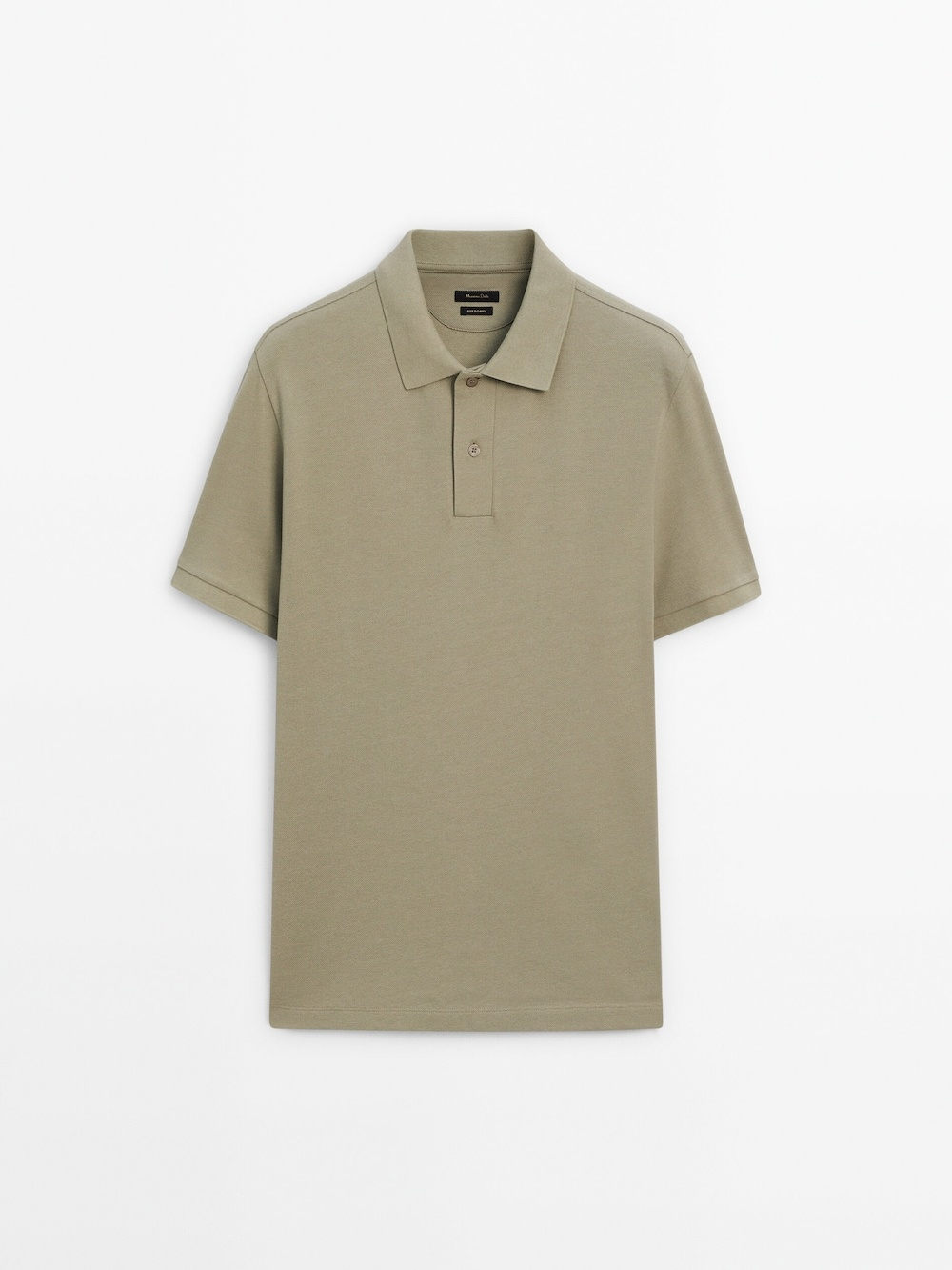 Massimo Dutti Поло из рельефного хлопкового пике, хаки с эффектом потертости