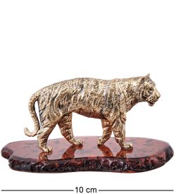 Народные промыслы AM-3972 Фигурка «Тигр Королевский» (латунь, янтарь)
