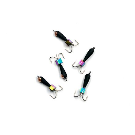 Мормышка вольф. безнасадочная "ЯМАН" Черт с петлей с медной коронкой (длинный), d-3 мм, вес 0,9 г, кубик хамелеон