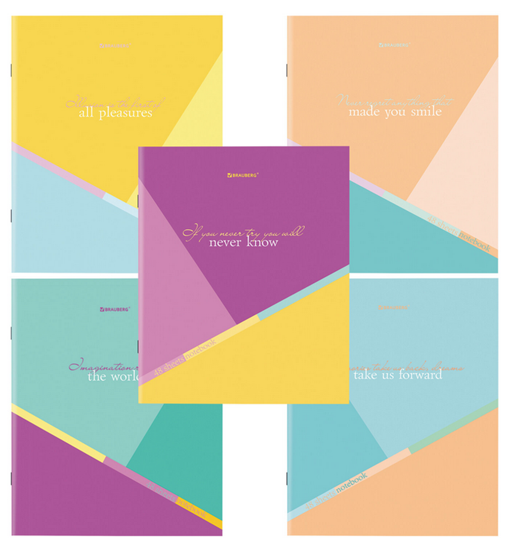 Тетрадь А5 48л. клетка "Multicolor" скоба, обложка картон, микс в спайке (BRAUBERG)