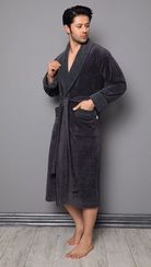 Халат мужской велюровый 1255 антрацит Nusa Турция