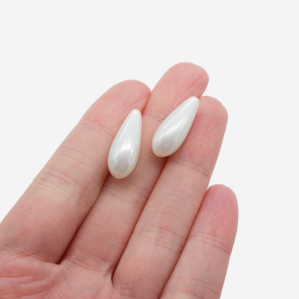 Хрустальный жемчуг, оттенок "Белый", полупросверленная капля, 19,5*8мм