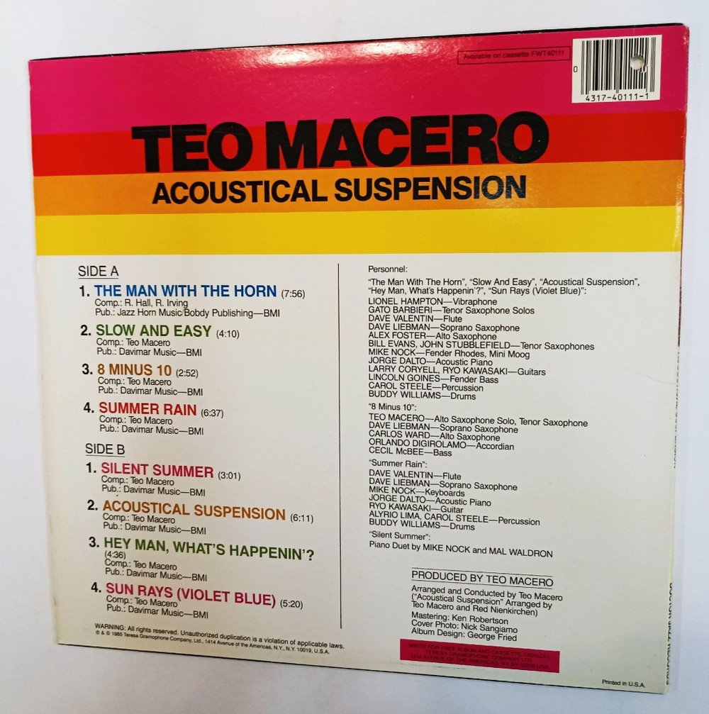 Винтажная виниловая пластинка LP Teo Macero Acoustical Suspension (USA 1985)