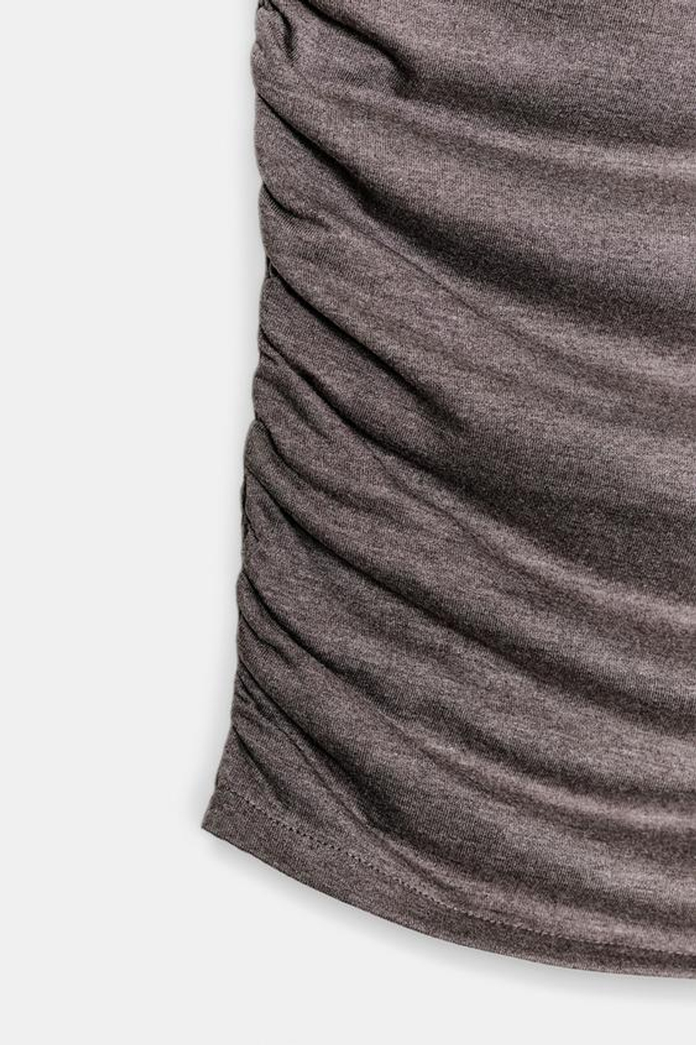 ZARA ТОП С ДРАПИРОВКОЙ И СБОРКАМИ, КОРИЧНЕВЫЙ МЕЛАНЖ