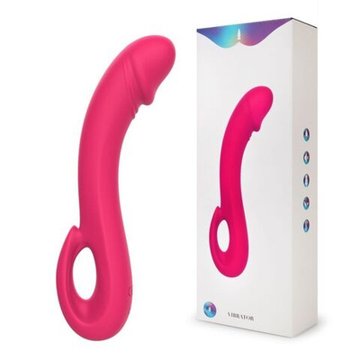 Розовый изогнутый вибромассажер-реалистик - 19,4 см. (Цвет: розовый)