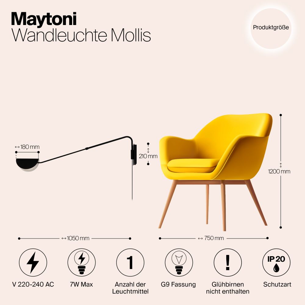 Настенный светильник (бра) Maytoni MOD126WL-01B1