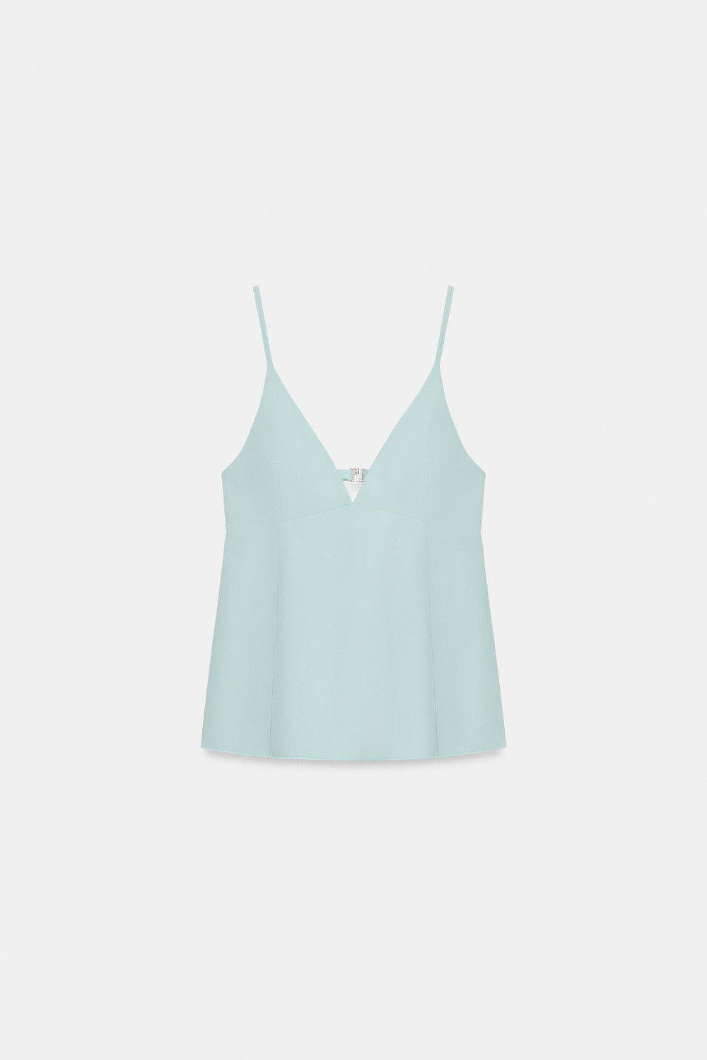 ZARA ТОП С БРЕТЕЛЯМИ И БАСКОЙ, ВОДЯНИСТО-ГОЛУБОЙ