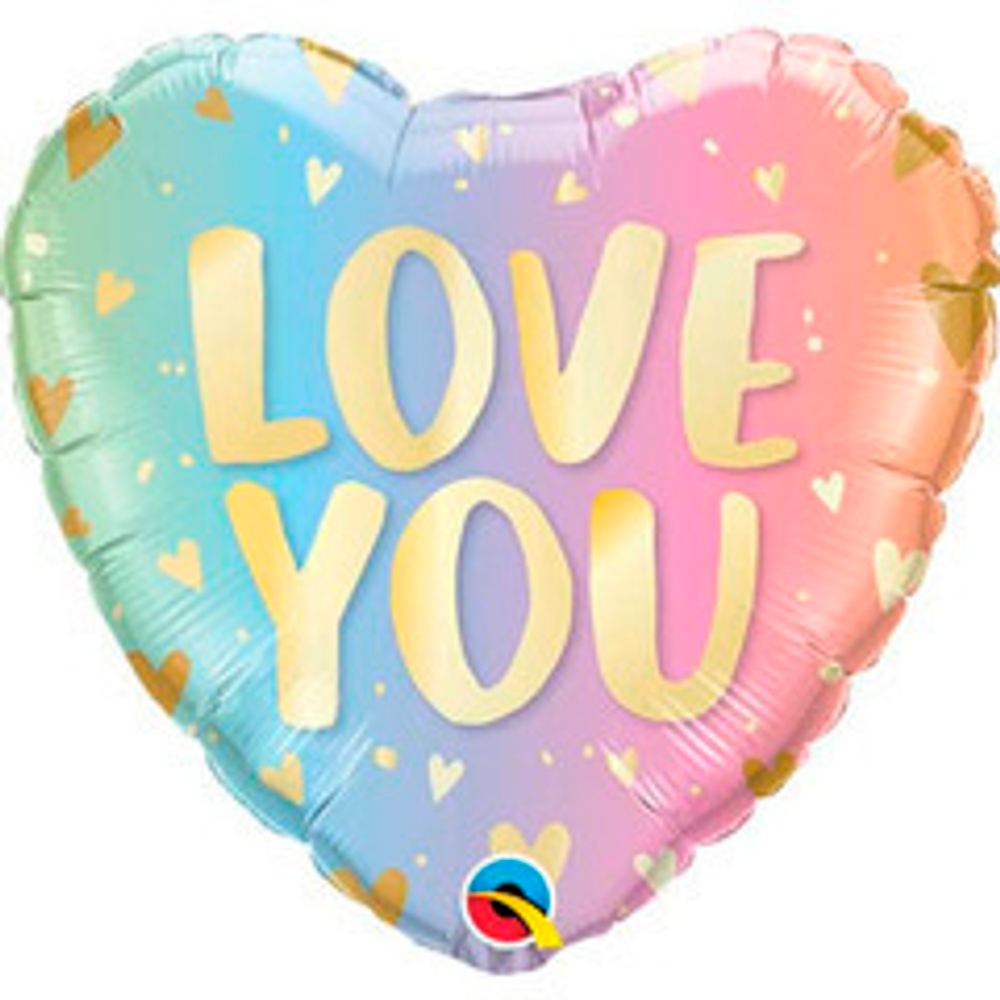 Q 18" Сердце, I love you, Омбре, 1шт.