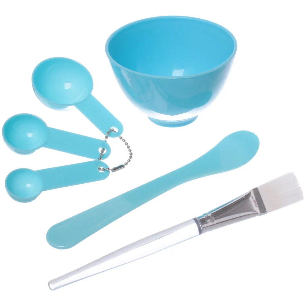 Набор косметический «Beauty Bar», кисточка, лопатка, 3 мерных ложки и чаша, микс три цвета, 17,5*8,5см
