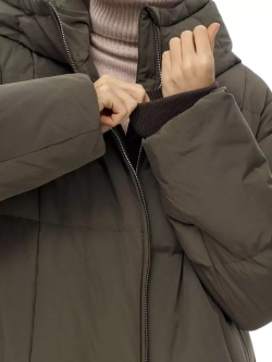 Пуховик длинный с капюшоном, хаки, SilverFox