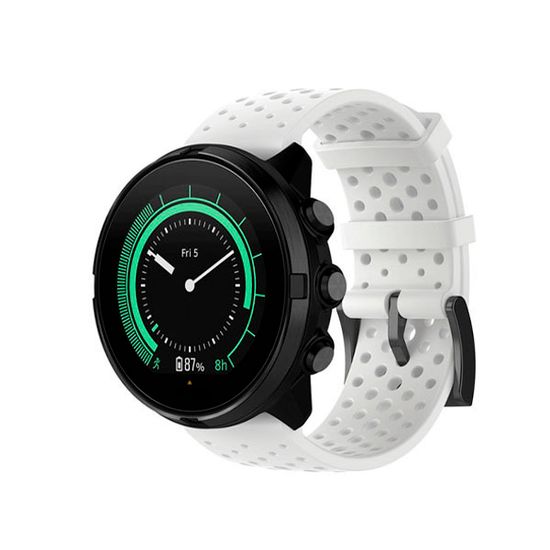 Силиконовый дышащий ремешок Suunto 24 mm для 9 / 9 Baro / 7 / D5 / Spartan Sport быстросъемный (Athletic 1) короткий (Белый)