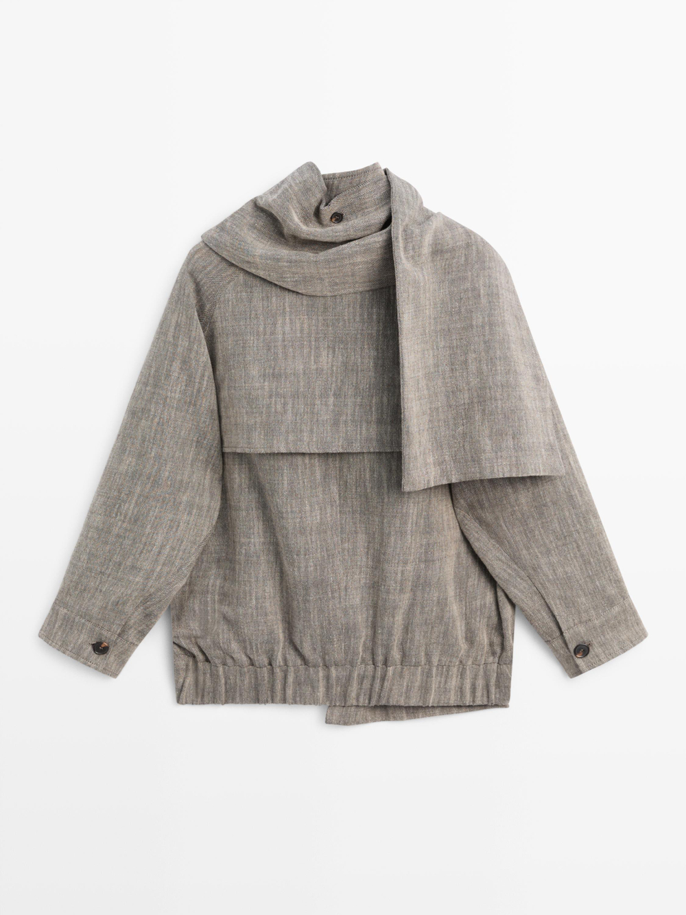 Massimo Dutti Куртка-бомбер в крапинку с шарфом, серый