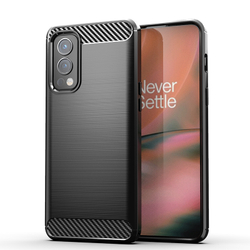 Чехол черного цвета на телефона OnePlus Nord 2 5G, серия Carbon (в стиле карбон) от Caseport