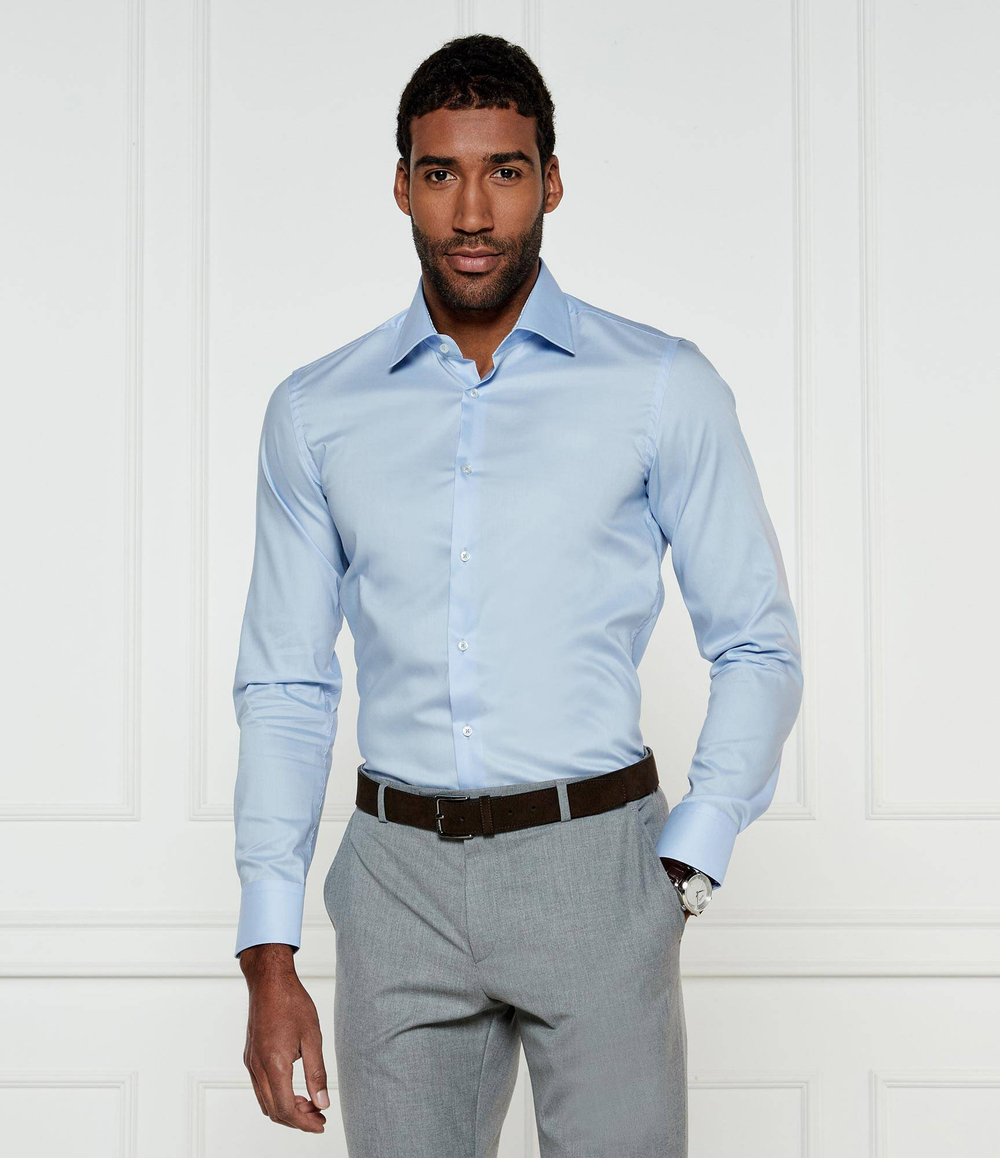 Рубашка H-HANK-kent-C3-214 BOSS BLACK - голубой(50532875)