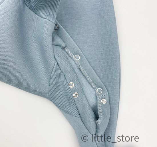 Комбинезон из футера с начесом "Смайлики" Пепельный, с закрытыми ножками