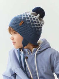 Шапка из смесовой шерсти "Ромбы джинс"