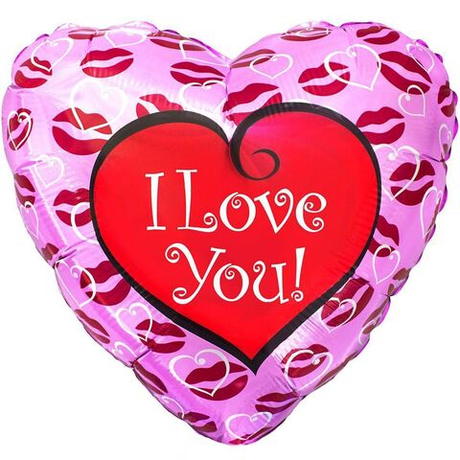 Шар фольга 45см. Сердце I love you