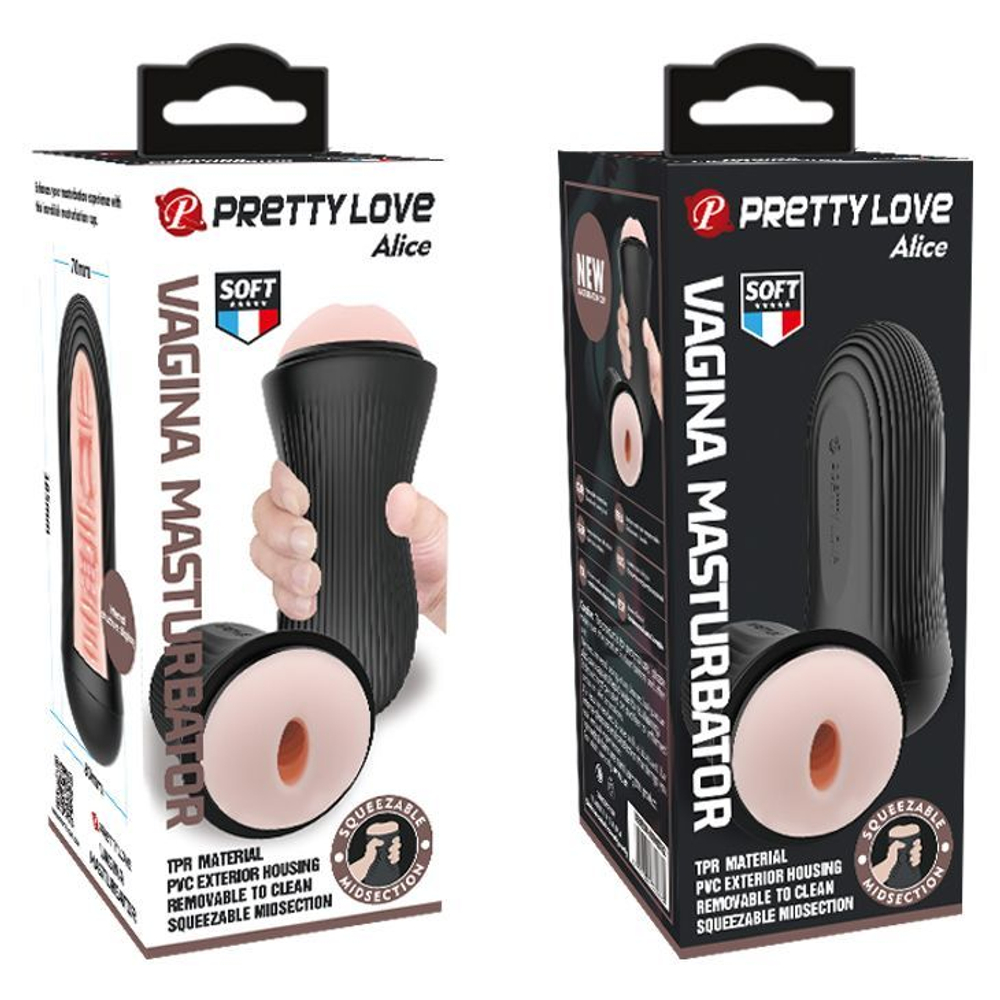 Мастурбатор-вагина Baile Pretty Love Alice, черная колба, 18,5 см