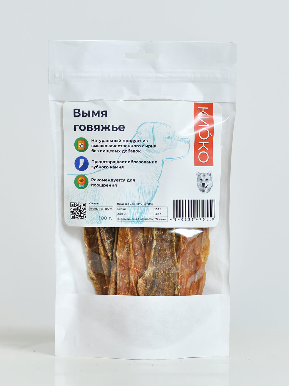 КиоКо лакомство для собак Вымя Говяжье, 100 г.