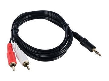 Кабель AUX 3.5мм-2xRCA 1.5м ПВХ черный в пакете, GoPower