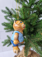 Кот Матроскин ёлочная игрушка из фарфора