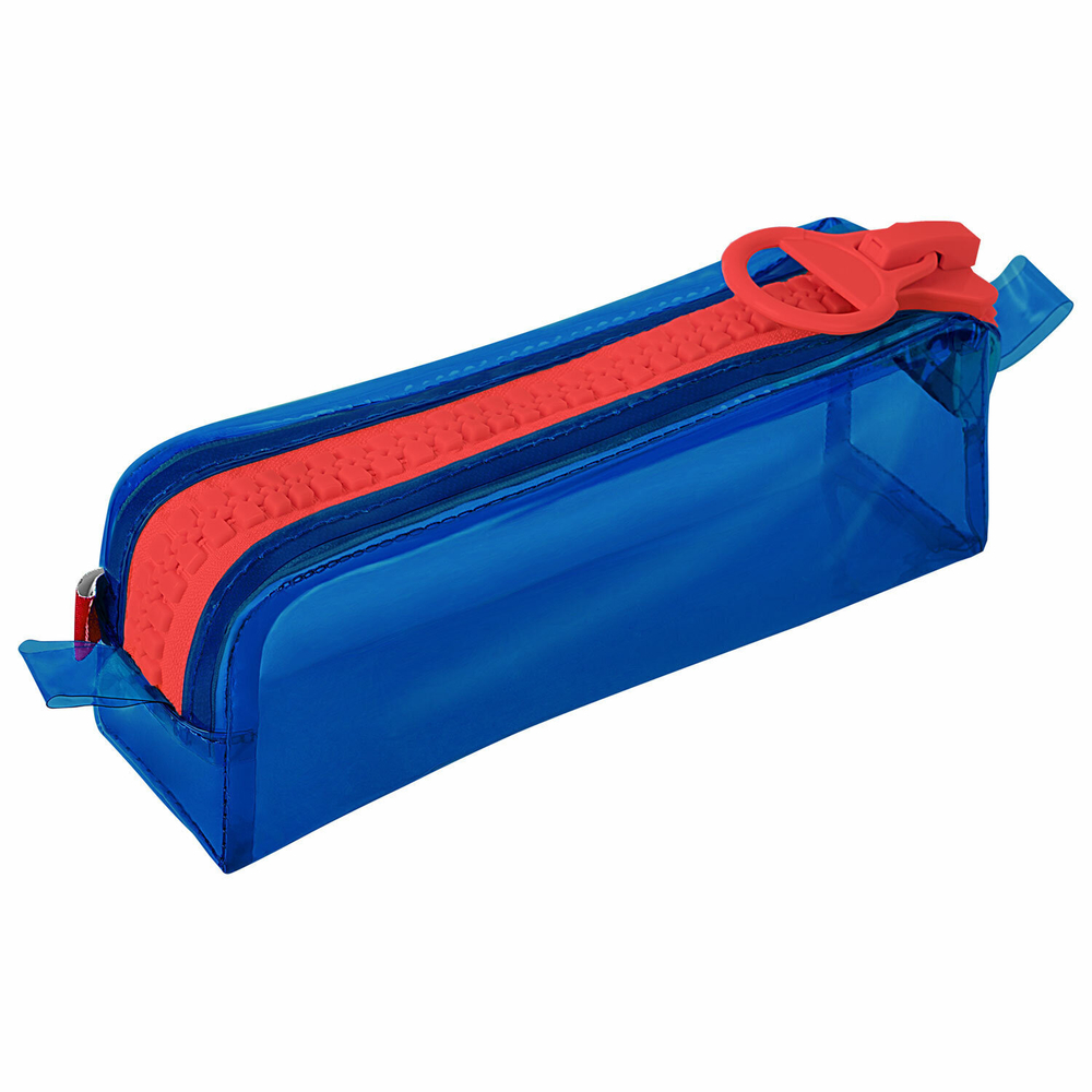 Пенал BRAUBERG с объемной "тракторной" молнией 1 отделение ПВХ 22х8х6 5 см "Contrast blue" (2 штуки в упаковке)