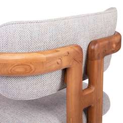 Полубарный стул Oberon 71 см, бежево-голубая рогожка, ножки орех