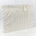 Пакет подарочный 50х40х15см Фигуры и узоры "Ступеньки" с тиснением (Белый)