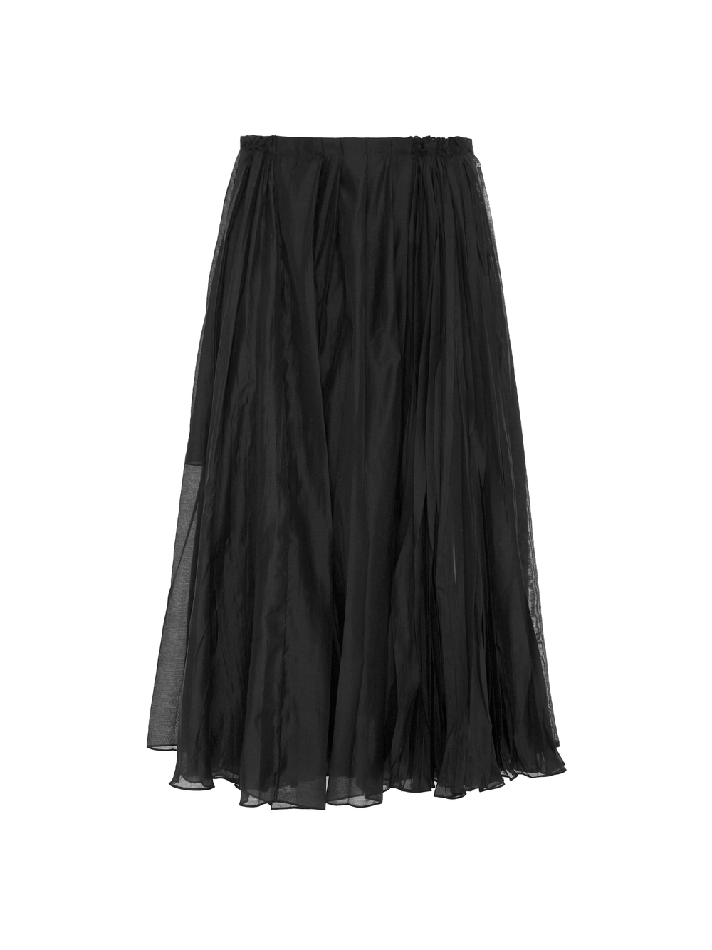 Юбка со складками из хлопка и шелка черный