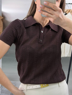 Футболка-поло женская арт. 0201 цвет "шоколадный"