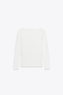 ZARA ФУТБОЛКА С ОБЪЕМНЫМ ЦВЕТКОМ, БЕЛЫЙ