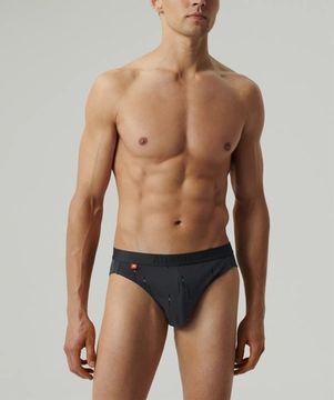 Мужские трусы (3шт) слипы спорт Atlantic 3MP-193, черный + светло-голубой + графитовый