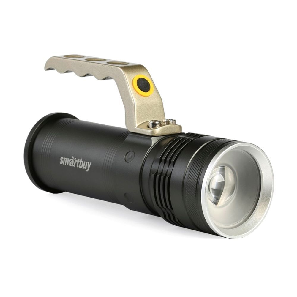Фонарь ручной, встр акк, прожект, Smartbuy, LED CREE T6, зар от сет220В, зар от сети авто, алюминий,