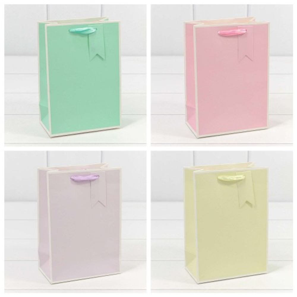 Пакет подарочный 14х20х8см Премиум однотонный в рамке (Микс)