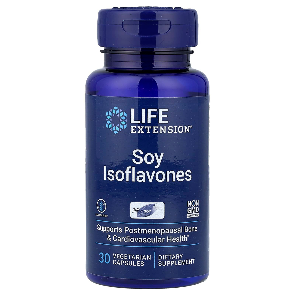 Life Extension, соевые изофлавоны, 30 вегетарианских капсул (135 мг в 1 капсуле)