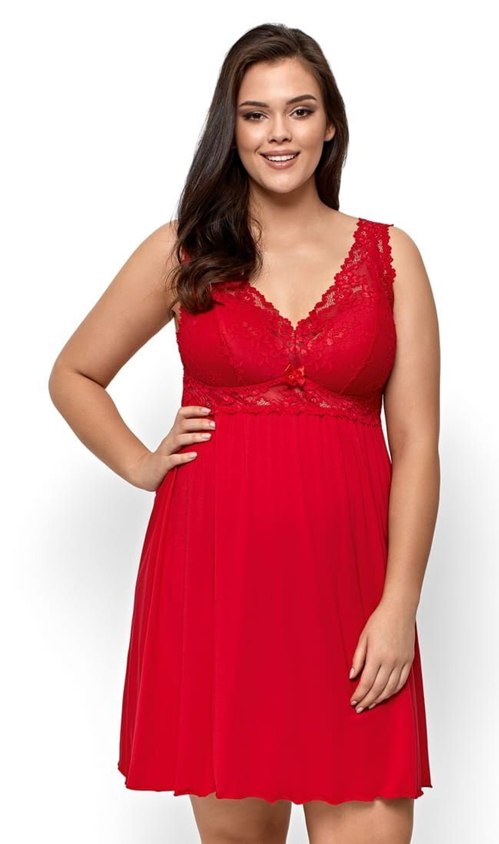 Соблазнительная сорочка Bona с кружевным лифом (Размер: XXXL) (Цвет: красный)