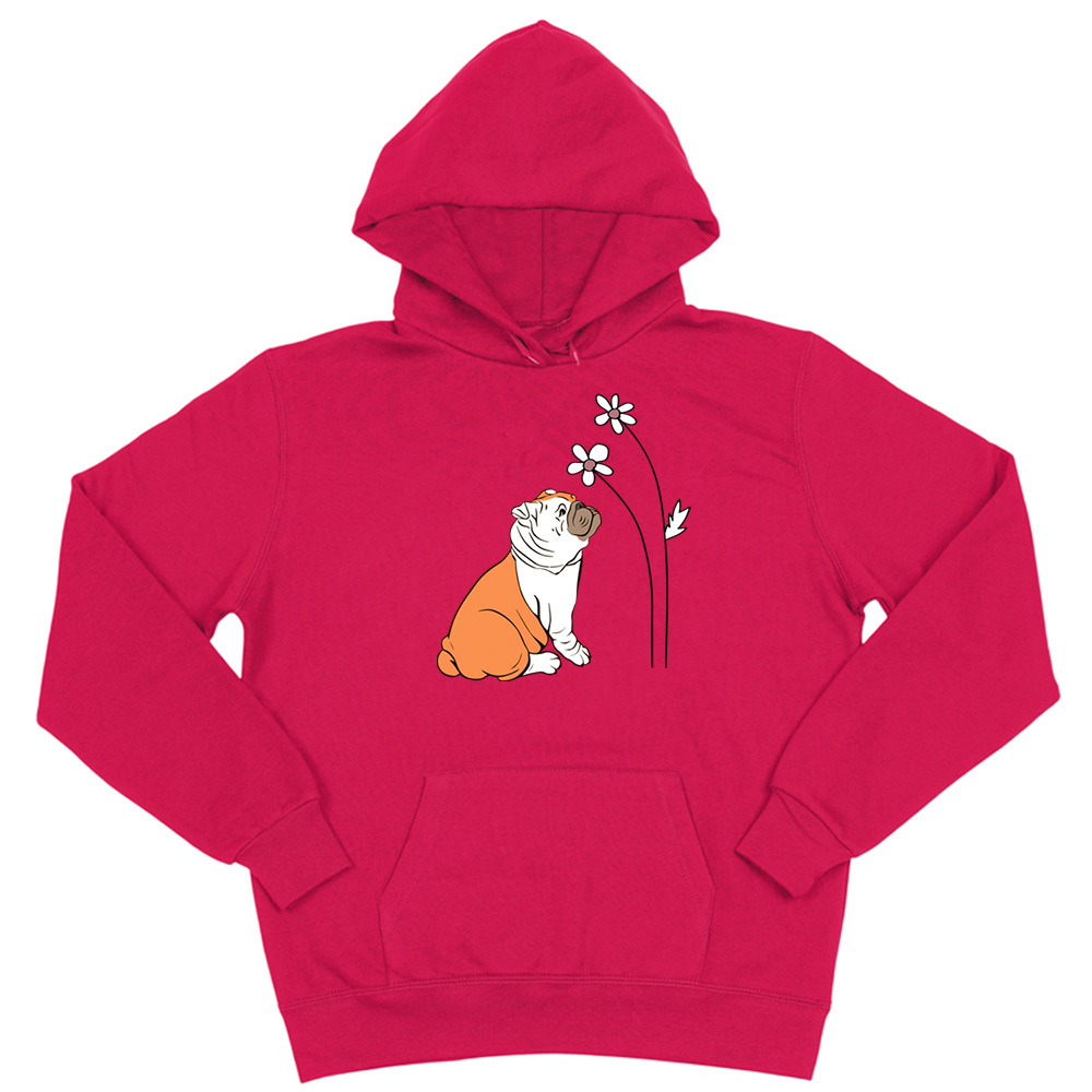 Толстовка "Английский бульдог с цветами"