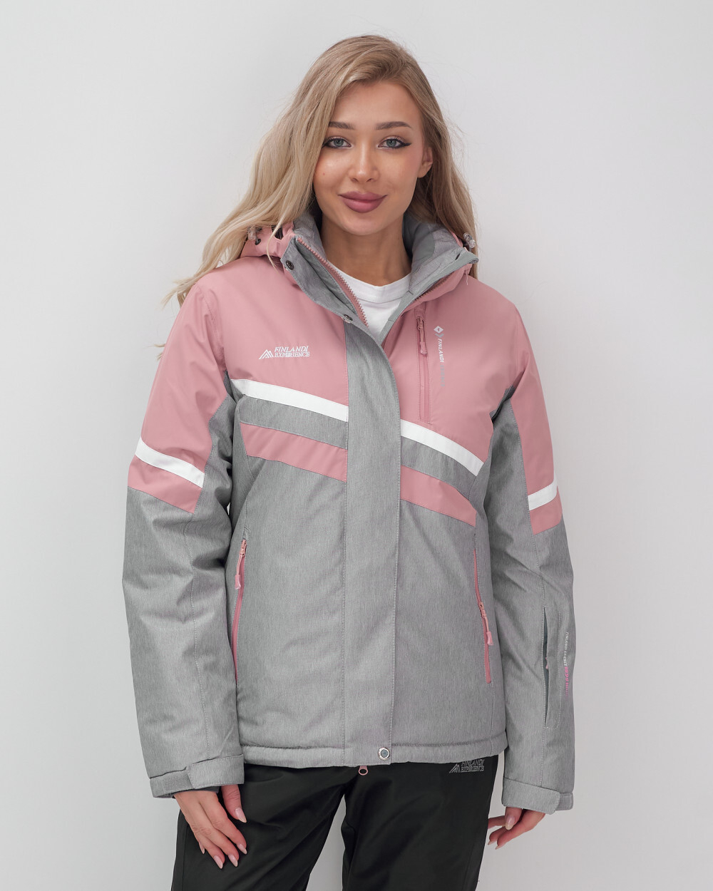 Горнолыжный костюм женский зимний серого цвета 02808Sr