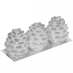 Свечи новогодние «Шишечки» 5,2 см (набор 3 шт), серебро