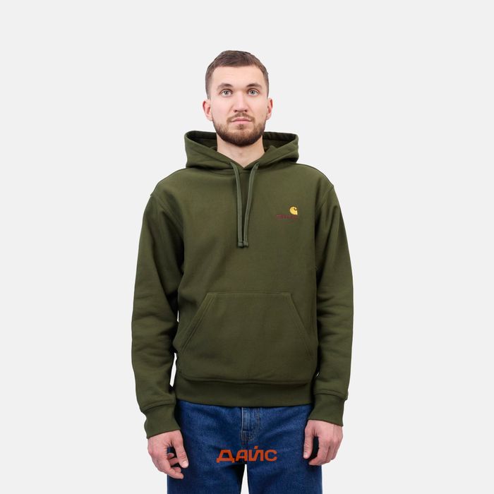 Толстовка мужская Carhartt WIP Hooded American Script  артикул:I028279_tarragon - купить в магазине Дайс