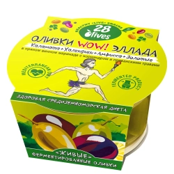 Оливки WOW Эллада в винном маринаде с кориандром и прованскими травами 28Olives, 150 г, упаковка спереди