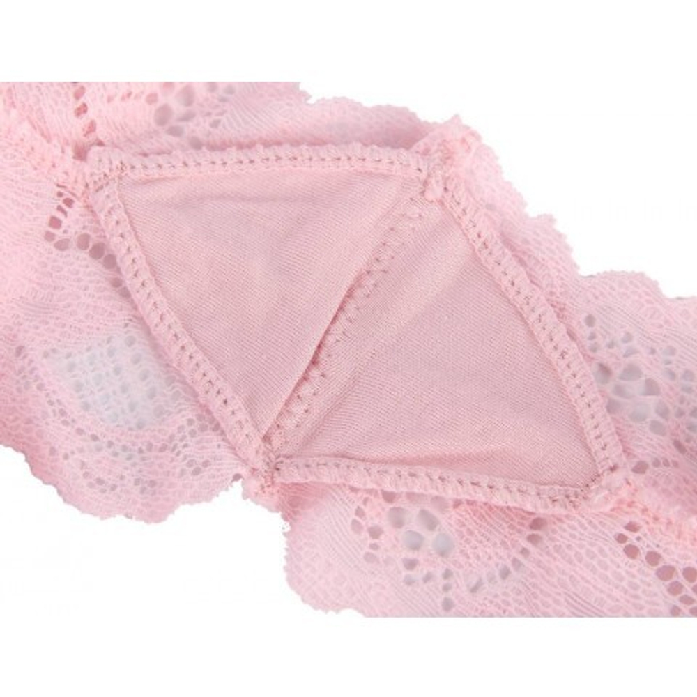 Трусики-шортики кружевные, розовые, XS-S