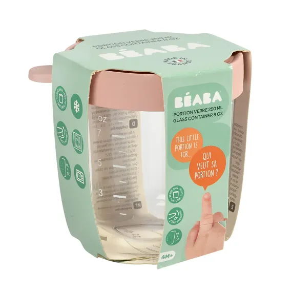 Стеклянный контейнер Beaba Glass Portion Jar 250 ml Old Pink