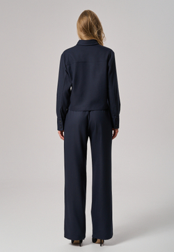 Рубашка-жакет укороченная синяя