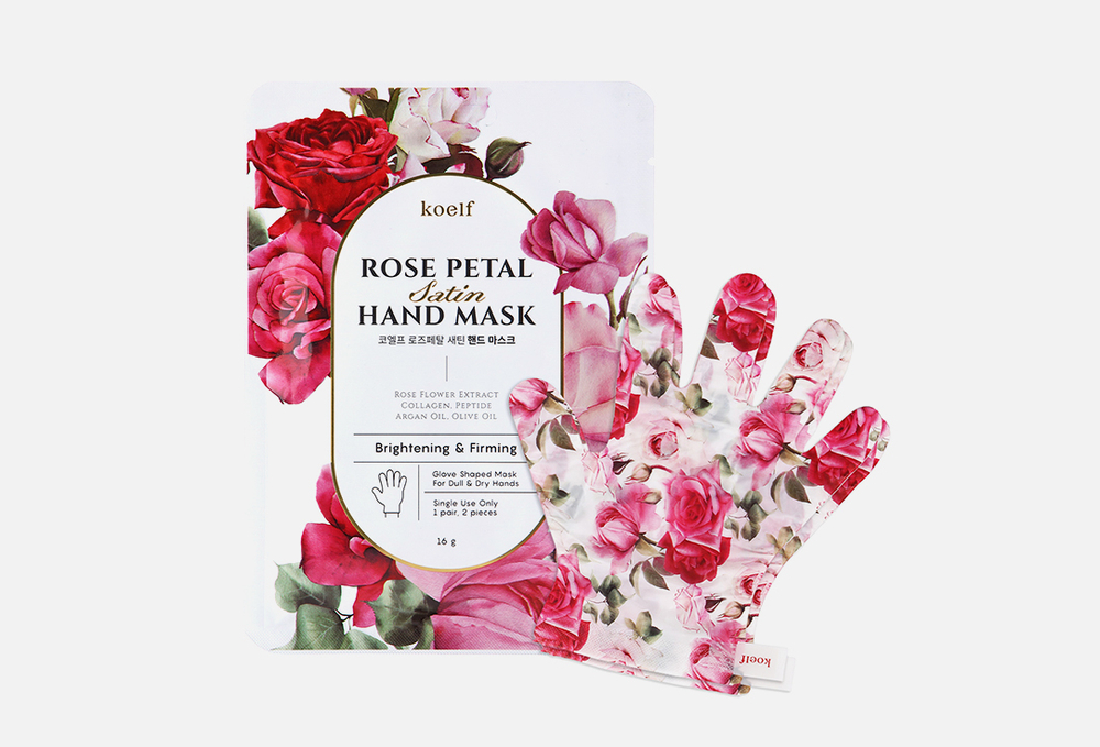 KOELF Маски-перчатки для рук РОЗА Rose Petal Satin Hand Mask (16 гр)
